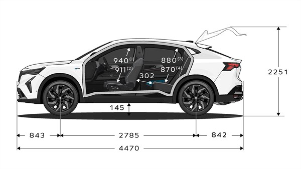 dimensions - modularité - Renault Arkana full hybrid E-tech